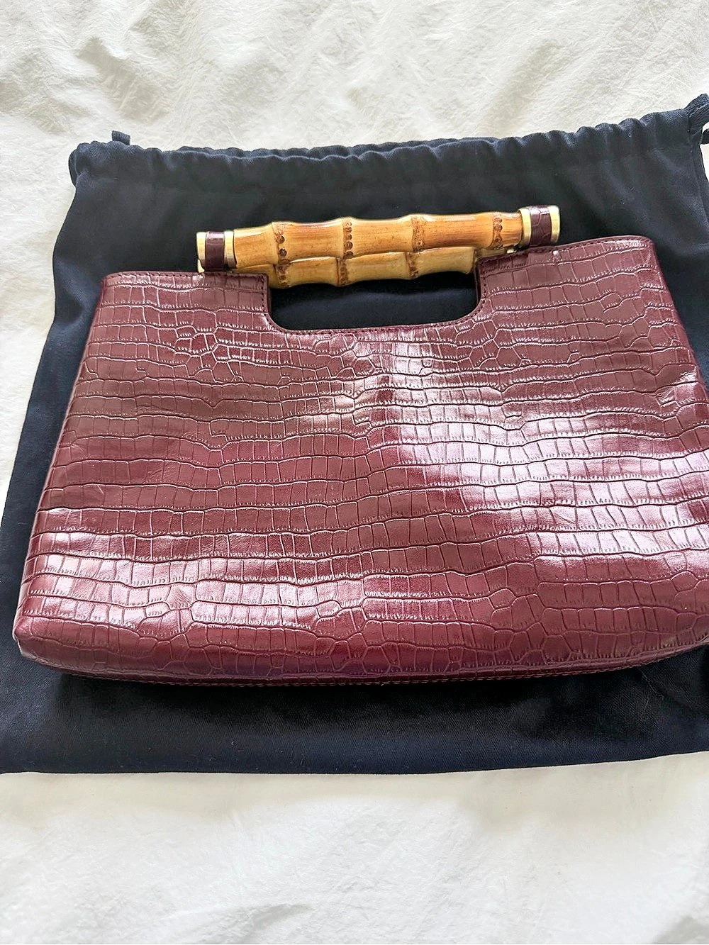 J. McLaughlin new Crocodile Embossed clutch in Deep Red NWOT